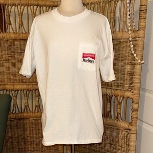 Marlboro Adventure Team White Pocket Tee with Red Logo